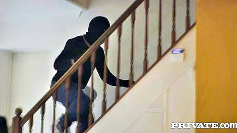 Blondie Fesser big ass in POV fucking scene, climbing stairs tease