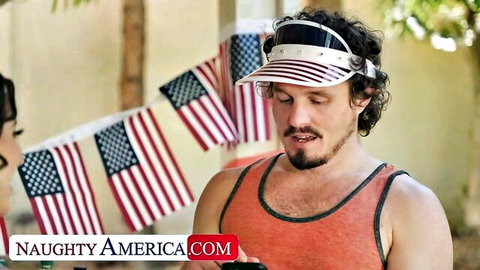 Aubree Valentine and Jackie Hoff tease boyfriend in patriotic threesome