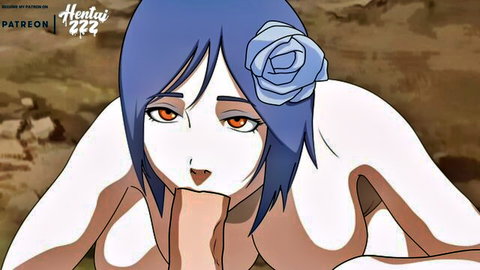 Konan from Naruto nude blowjob POV hentai animation