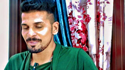 Intense Desi man with beard and green shirt in Indian family sex video thumbnail