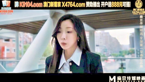 Sexy Asian woman in tight black business suit and white collar smiling outdoors on city balcony