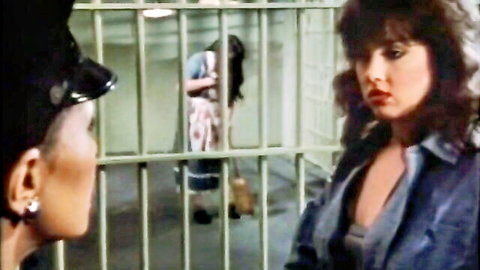 Retro 80s porn: policewoman confronts brunette prisoner in cell, desperate women scene