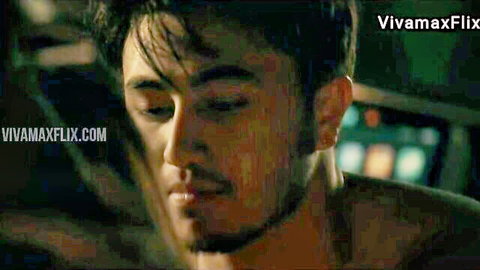 Close-up of shirtless Asian man with wet hair and goatee in Uhaw 2024 nude scenes