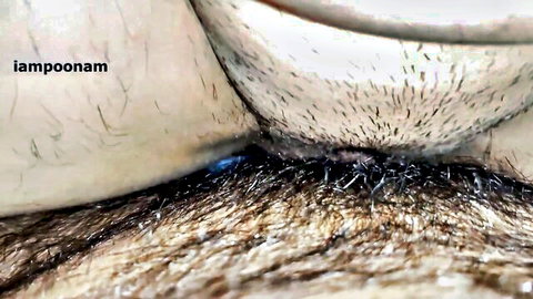 Iampoonam Indian model in explicit close-up of hairy pussy during penetration