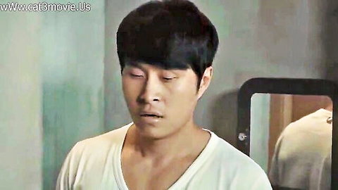Korean man in white V-neck shirt, thoughtful gaze in mirror, from Lee Chae Dam's My Wife's Friend Part 2