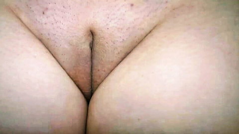 Close-up of hairy neighbor's exposed pussy, amateur tease