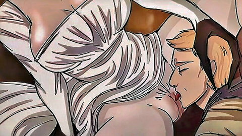 Alcina Dimitrescu cosplay milf with huge tits kissing Ethan passionately