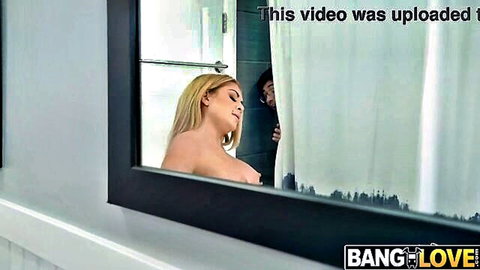 Blonde stepmom Vivianne DeSilva topless in mirror with peeping Diego Perez