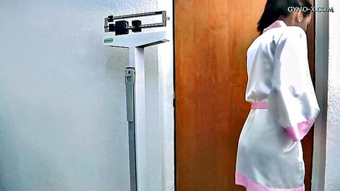 Emily 18yo Asian teen in silk robe at gynecologist exam