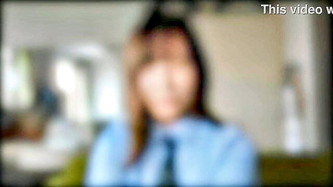 Blurry thumbnail of masked amateur H-cup Asian gravure idol in blue blouse