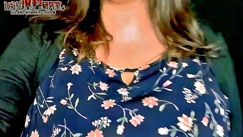 Japanese brunette in floral V-neck dress showing cleavage, JAV solo thumbnail