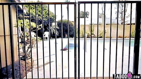 Laney Grey innocent 18yo teen by backyard pool gate