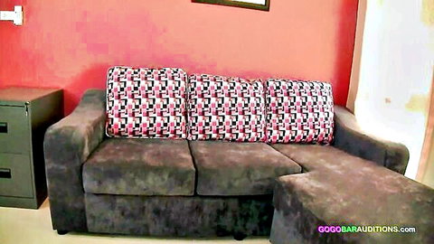 Super skinny Asian girl in casting couch audition setup