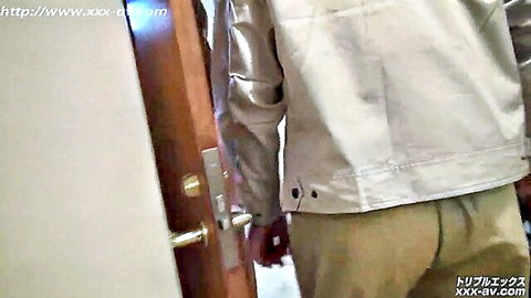 Chacha Anku Asian beauty teased in bathroom door entry scene