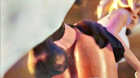 Overwatch hentai PMV: blonde curvy babe bent over in intense doggy anal penetration