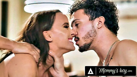Pristine Edge as busty stepmom kissing pervert stepson in Mommy's Boy