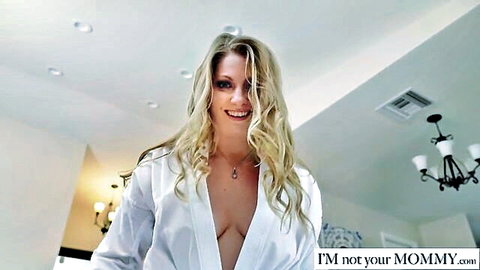 Veronica Weston teases with cleavage in open white robe