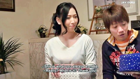 Ai Sayama as seductive aunt with nephew in JAV roleplay, close intimate moment