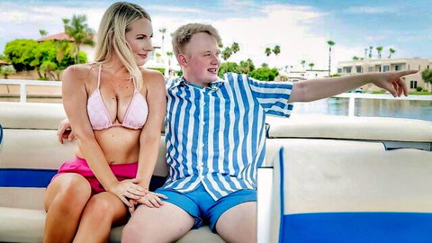 Bunny Madison in pink bikini with stepmom's friend on boat