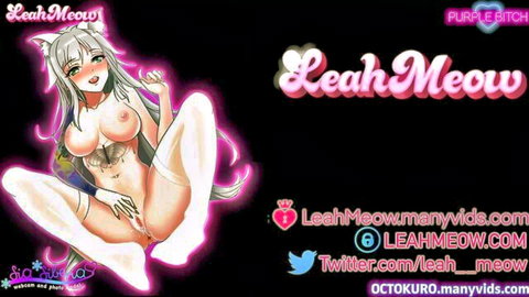 Leah Meow nude catgirl explicit spread legs pose with Purple Bitch