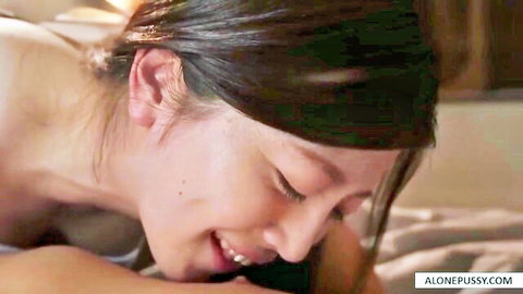 Iori Nanase smiling seductively nude in Stepmother 3 JAV scene