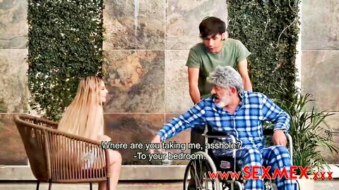 Haide Unique teases elderly pervert and friend Pablo in bedroom-bound scene
