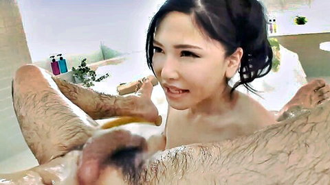 Anri Okita in intense bath penetration scene, mosaic removed
