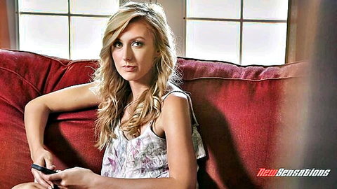 Alexa Grace attractive blonde in flowy top, seductive gaze
