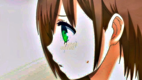 Anime girl with big tits, brown hair, green eyes in sailor uniform