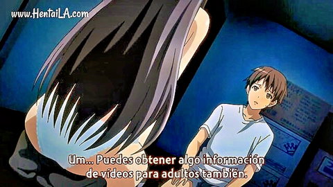 Anime hentai girl with huge ass in tight white panties bends over teasing young boy