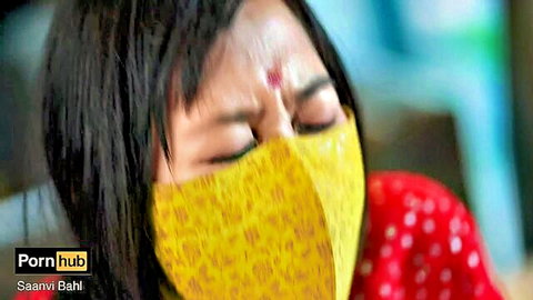 Indian big ass stepdaughter in mask seduces stepdad with bindi tease