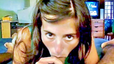 Argentinian amateur Latina with brown hair giving intense POV blowjob