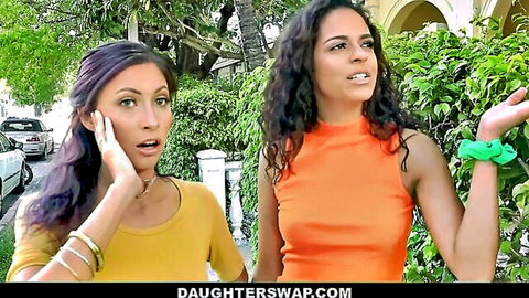 Two shocked ethnic beauties in yellow and orange tops for daughters porn audition