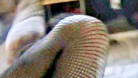 Skinny teen in fishnets gets fucked doggy style by boyfriend