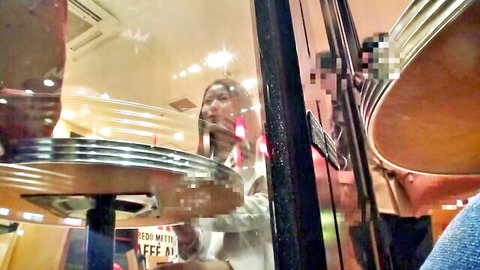 Asuka Aida in amateur POV wife sharing, waitress uniform tease