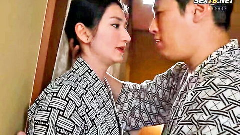 Rei Kimura in kimono intimate moment with man in JAV mother-in-law scene