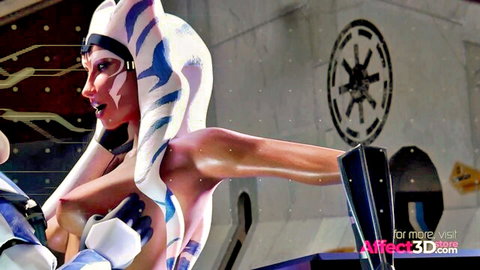Ahsoka Tano Star Wars 3D adult parody with exposed breasts