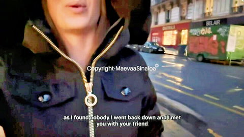 Maevaa Sinaloa as French hotwife in hoodie on Paris street