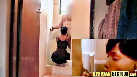 African ebony GF fucked hard from behind in steamy shower