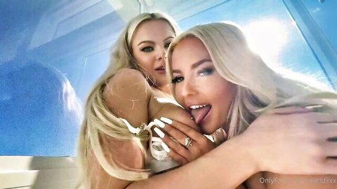 Lana Rose and Little Louise in steamy blonde POV embrace