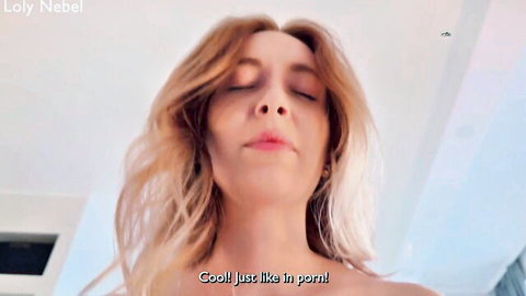 Blonde stepsister's ecstatic face during intense fuck