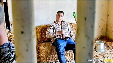 Farmer Spencer caught jerking off in barn by partner