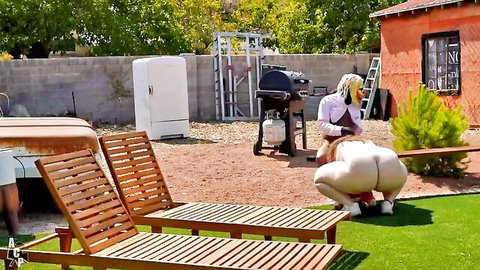 Mia Dior bent over outdoors fucked by hiring manager in dress