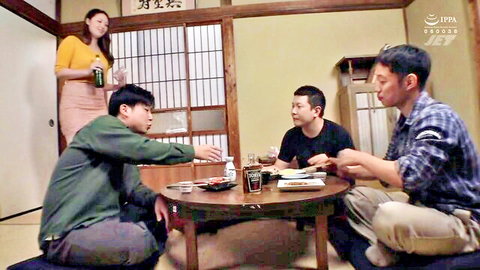 Japanese woman in skirt joins men for casual drinking game JAV