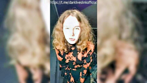 Blonde amateur cam girl in orange patterned dress, live stream tease