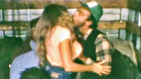 Retro trucker couple passionately kissing in hardcore XXX scene
