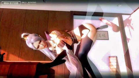 Asian hentai girl with big tits and stockings posing seductively