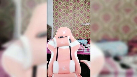 Indonesian amateur girl in pink room setup for solo masturbation video