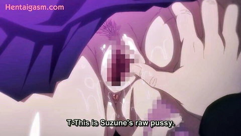 Suzune's censored raw pussy exposed in hentai schoolgirl scene