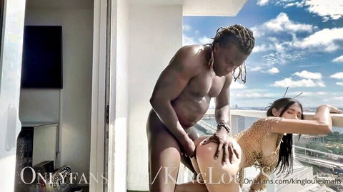 Valerie Kay balcony doggy style fuck with muscular black stud
